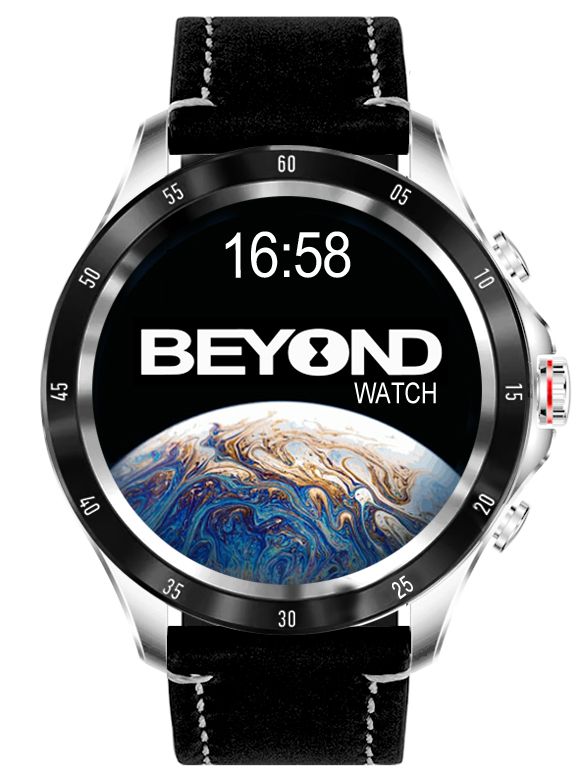 BEYOND Watch Earth 2 Series, Silver-Black, Leather