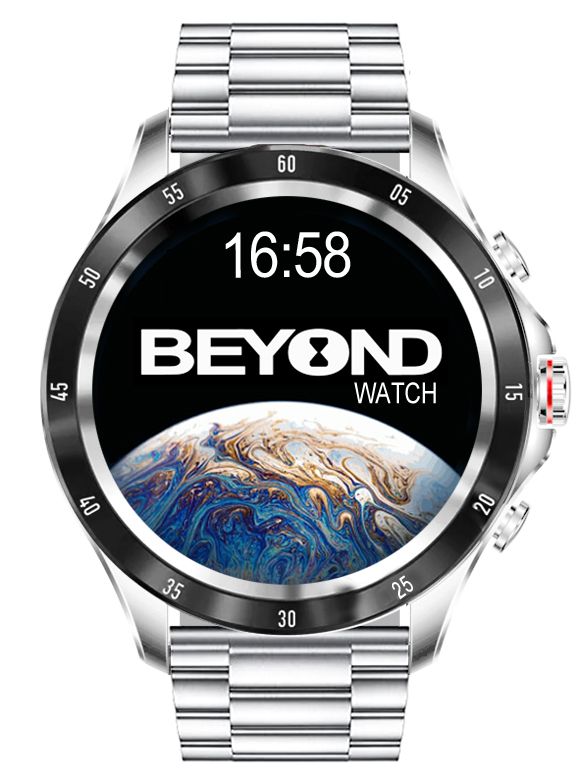 BEYOND Watch Earth 2 Series, Silver-Black, Stainless Steel