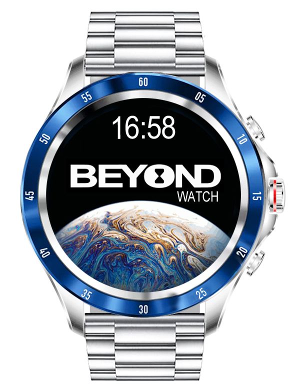 BEYOND Watch Earth 2 Series, Silver-Blue, Stainless Steel