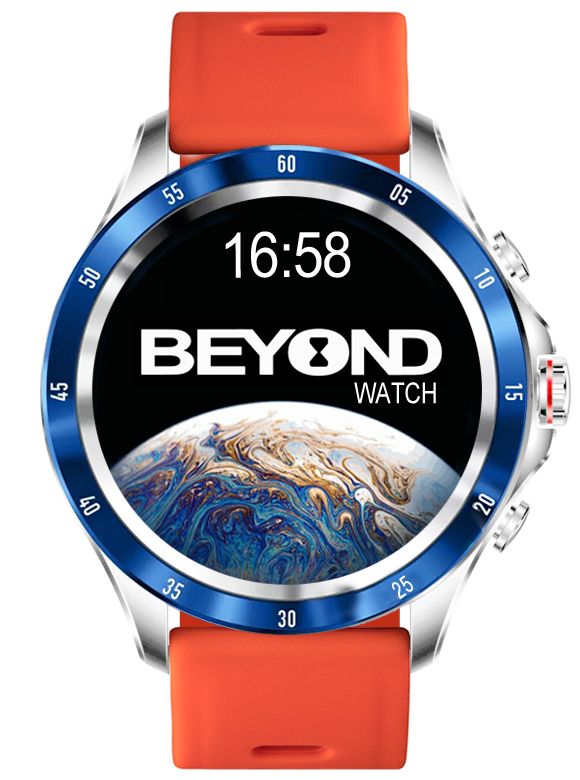 BEYOND Watch Earth 2 Series, Silver-Blue, Orange