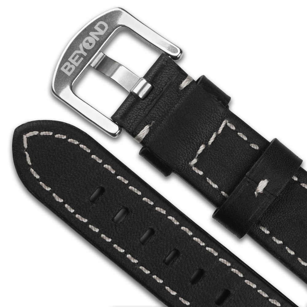 Black Leather Strap, 20mm, Quick Release, BEYOND Strap