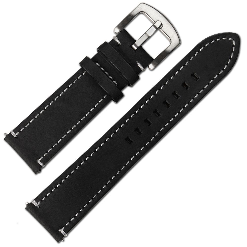 Black Leather Strap, 22mm, Quick Release, BEYOND Strap