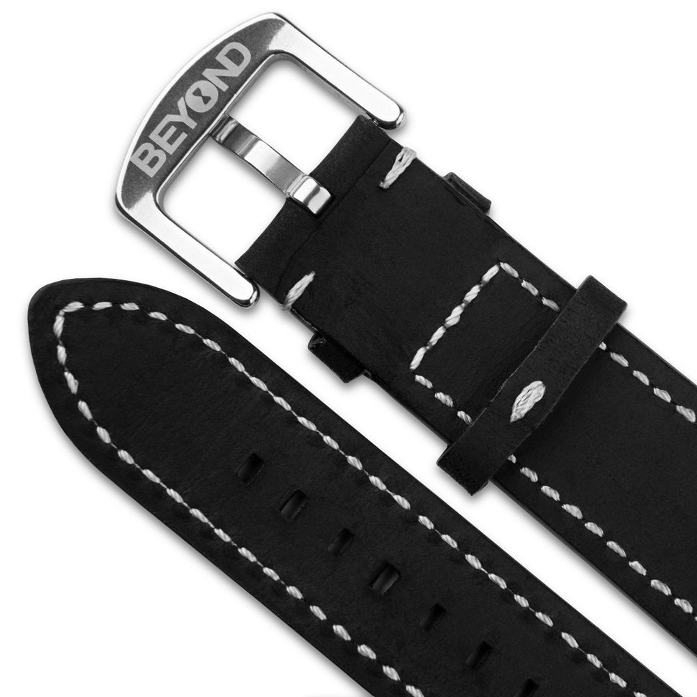 Black Leather Strap, 22mm, Quick Release, BEYOND Strap