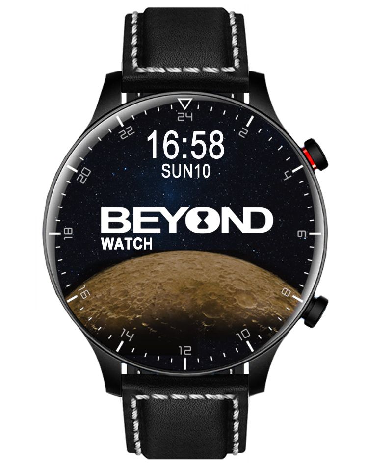BEYOND Watch Moon Series 46mm, Black Leather